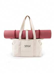 1pc Embroidery Customization Tote Bag For Women With Zipper, Gym Tote With Compartments, Large Capacity Casual Shoulder Bag, Work Tote Nurse Dance Yoga Bag For Sport, Travel