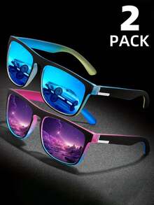 2pcs Women's Outdoor Sports Glasses With Multi-Color TAC Coated Lenses, Classic Square Frame Design For Outdoor Activities And Photography - Multicolor - View 17