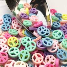30/50 piezas Cuentas de acrílico de color caramelo de 14/16 mm con diseño de signo de la paz, suministros para hacer joyas DIY para pulseras y collares - Multicolor - Ver 5