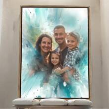 1pc Wall Arts Posters Customizes Personalized Home Portrait Watercolor Canvas Art Prints With Solid Wood Frame, High-Definition Images For Group Photos, Perfect For Birthday And Holiday Gifts, Perfect For Bedroom, Living Room Or Office Wall Decoration, Framed Canvas Wall Art Can Be Hung Directly. Canvas Art Frameless