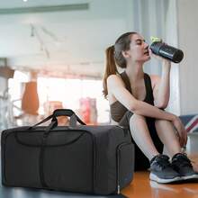 Travel Duffel Bag (Black) - Foldable Large Capacity With Shoe Compartment & Multi-Pockets, Unisex Weekender Bag For Weekend Trips 1-Pack - Black 120L - View 9