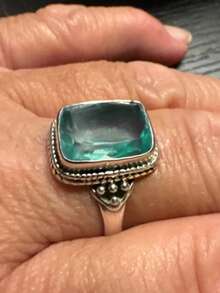 Vintage Elegant Synthetic Green Gemstone Cubic Zirconia Ring, Charming Ladies Silver Birthstone Ring, Wedding Engagement Promise Ring, Gift Size 6-10 - Green - View 4