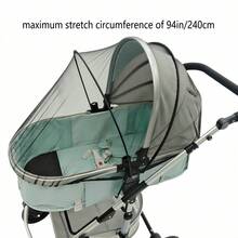 Infant Stroller Mosquito Net, Dense Full Coverage Breathable Foldable Anti-Mosquito Net Canopy, Suitable For Strollers, Bassinets And Car Seats - Black - View 2