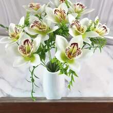 5/10 Stücke künstliche bunte Orchideen, künstliche Cattelan-Blumen, Fotografie-Requisiten, Tischdekoration für Zuhause, Hochzeit, Party, Dekoration, Valentinstag, Erntedankfest, Muttertag, Abschlussfeier