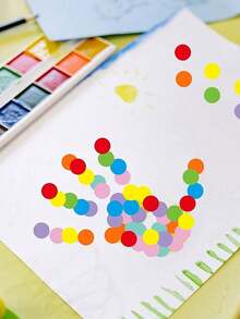 500 张/卷彩色圆点贴纸，8 种颜色的圆形彩色标签，包括亮黄色、绿色、红色、粉色、橙色、蓝色等。多功能彩色标签贴纸，适用于办公室、学生教室等，PVC 自粘