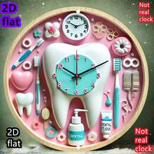 1 件复古风格牙科主题圆形金属标牌，防水防尘，20.32x20.32 厘米复古墙面装饰，适用于家庭、办公室或咖啡厅，粉色配蓝色数字和牙齿插图，非常适合房间装饰 - 彩色 - 查看 5