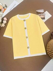 Áo khoác cardigan dệt kim mềm mại, thời trang kiểu Pháp dành cho nữ, áo len dáng rộng, ngắn tay, thích hợp cho mùa thu/hè. - Nhiều màu - Xem 6