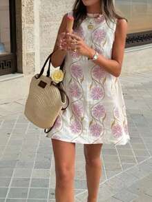 女士时尚印花短款波西米亚度假连衣裙