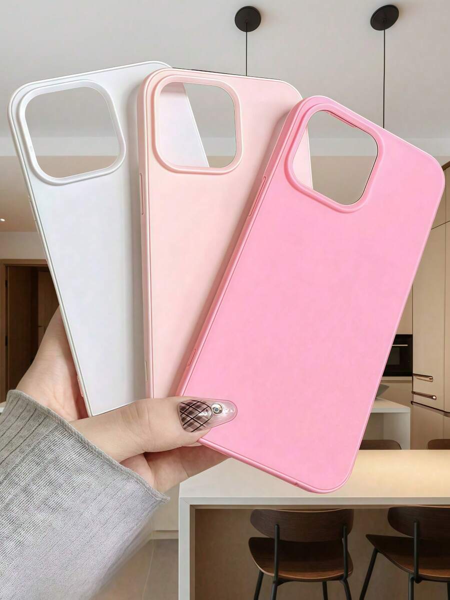 3pcs Matte Textured Thick TPU Solid Color Phone Case Compatible With IPhone 16, 15, 14, 13, 12, 11 Pro Max - Multicolor - View 1