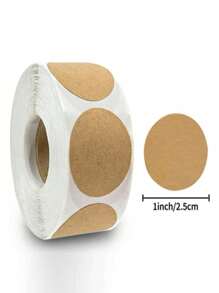 Etiquetas adhesivas redondas de papel kraft marrón, pegatinas DIY personalizadas, decoración de festivales, pegatinas para sellar regalos. 1 rollo de 500 pegatinas de papel kraft marrón natural, etiquetas de papel kraft redondas con adhesivo permanente de 0.98 pulgadas para envases, etiquetas de embalaje de alimentos. Escuela