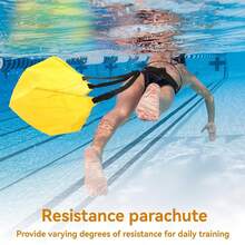 1 套防水降落伞游泳训练装备，7.87/11.81/15.75 英寸游泳阻力降落伞，提高游泳速度和力量训练的必备品，专业游泳运动员的推荐训练装备，带储物袋，PP 材质，高耐用性泳池带，田径牵引绳，固定游泳带，适用于游泳力量冲刺爆发力耐力训练，沙滩必需品，沙滩配件，泳池浮板 - 彩色 - 查看 2