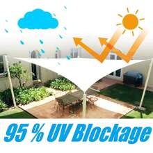 Vela de sombra triangular, toldo de sombra para exteriores de color blanco lechoso, transpirable, bloquea el 95% de los rayos UV y resistente al agua, para patio, balcones, jardín, fiestas y actividades al aire libre