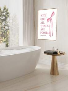 1/4 Stück/Set rosa Schleife Wandkunst Zimmer Deko Poster Aufkleber, rosa Schleife Zimmer Schlafzimmer Deko Badezimmer Deko Wandkunst Deko Ästhetische Aufkleber, für Teenager Mädchen Geschenke, inspirierende Bibelverse Schleife Wanddekoration, ungerahmte Schleifen-Dekorationsaufkleber, PVC wasserfeste selbstklebende Wandaufkleber, perfekt für Hochzeit Geburtstag Abschluss Geschenke