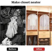 1pc/5pcs Clear Garment Dust Cover, Non-Woven Fabric Clothes Protector Bag, Suit Cover/Coat Cover, Clothing Storage
