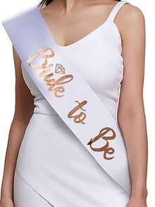 11pcs Bridal Party Sash Set - 1 White Bride Sash And 10 Bridesmaids Sashes With Shiny Rose Gold Text, For Bachelorette Party And Wedding (11pcs Set) - Multicolor - View 6