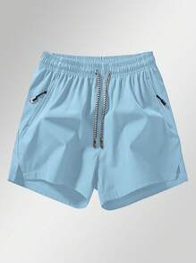 Pantalones deportivos cortos 3/4 con bolsillo con cremallera antiextracción y cordón en la cintura para hombre