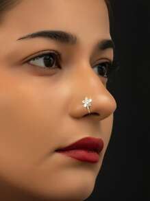 6/8/10pcs Gold-Plated Faux Nose Piercing Clip Set With Micro-Inlaid Cubic Zirconia, U-Shaped Nose Rings In Demon Eye / Lightning Designs, Versatile Nose Accessories For Festivals, Halloween, Parties, Daily Wear, Women's Gift