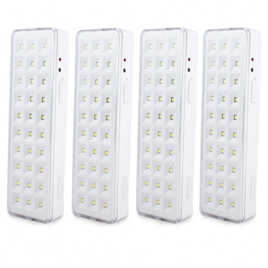 Kit 4 Emergency Lights 30 LEDs Rechargeable Bivolt - White - View 1