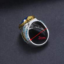 1 chiếc nhẫn Cubic Zirconia màu xanh ngọc lam cổ điển, trang sức tôn giáo thời trang Unisex, dây đeo bản rộng thanh lịch phù hợp cho cả nam và nữ - hình học - Xem 4