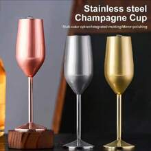1pc Summer Party 304 Stainless Steel Champagne Flute, Creative Gold Cup, Cocktail Glass, Wine Bar Hotel Decor