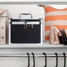 Caja de almacenamiento con candado de aleación de aluminio, caja de herramientas portátil/de hombro con contraseña 2 en 1, estuche para instrumentos, organizador de documentos con acolchado, protección para teléfono, fotos, joyas, cosméticos, documentos, tarjetas, herramientas, accesorios de vacaciones y viajes de verano, accesorios escolares, bolsa de graduación