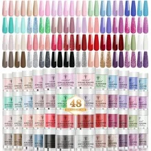 CHOSEOS 48 Colored Crystal Powder Set, 10 G/0.35 Oz Per Bottle, For DIY French Extended 3D Nail Sculpture, Long Lasting, No Nail Lamp Needed!