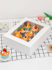 5pcs/10pcs Paperboard Cupcake/Pastry Boxes, Suitable For Baked Goods, Festivals, Parties