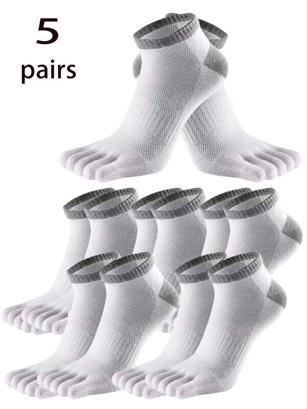 1/2/5 Pairs Men/Women Pure Cotton Low Cut Breathable Toe Separation Socks, Moisture Wicking, Suitable For Daily, Sports, Outdoor, Gifts, All Seasons