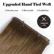 Genius Weft Human Hair Extensions Salon Quality Seamless Sew In Hair Extensions One Piece 50G Straight Hand Tied Invisible Genius Weft Easy To Style Real Human Hair - Dark Brown - View 4