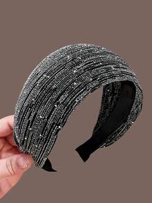 1 件女士新款黑色和灰色宽网眼水钻头带发饰、发带、发箍头带 - 彩色 - 查看 10