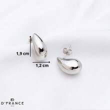 White Rhodium Plated Bold Drop Earring - D France Semijoias
