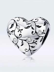 WOSTU 1pc 925 Sterling Silver Mother's Day Vintage Vines Pendant Bead Retro Heart Charm Fit DIY Original Bracelets And Necklaces For Women Fine Jewelry Accessories Mother's Day Gift - SCC1323 - View 8