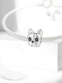 1 件时尚 925 纯银可爱宠物小狗系列串珠适合女士手链手镯 DIY 珠宝制作和日常服装搭配珠宝装饰适合女孩