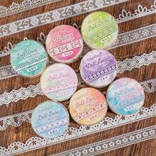 1 卷蕾丝 PET 胶带 - 蕾丝系列蕾丝边文具材料可重复使用贴纸 DIY 装饰和纸胶带适用于剪贴簿返校