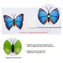 12pcs 3D Layered Realistic Butterfly Decorative Wall Stickers, Creative Home Decor Fridge Magnets