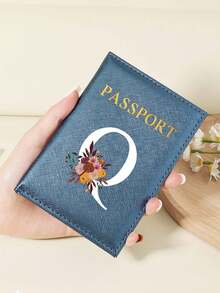 1pc A-Z 26 Letters Fashionable Letter Print Stylish Burgundy Passport Cover, Premium PU Leather Passport Wallet With Multi-Card Pockets For Credit Cards, Boarding Passes, And IDs Graduation - Burgundy - View 15