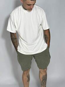 Men's Oversized Faded T-Shirt - 米色 - 查看 1