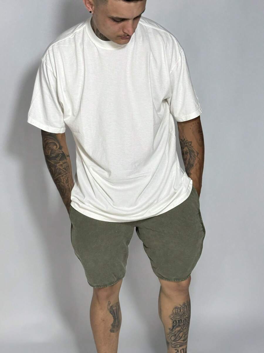 Men's Oversized Faded T-Shirt - 米色 - 查看 1