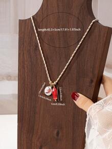 1 pieza Collar bohemio de verano con colgante de cereza, pez, langosta o cangrejo de río, accesorio de joyería para playa y viajes para mujeres