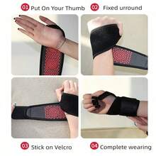 LOTANK 1/2PCS Of Self Heating Magnetic Relaxation Wristband For Hand Relaxation Compression Warmth Fitness Weightlifting And Fixed Wristband - Black - View 6