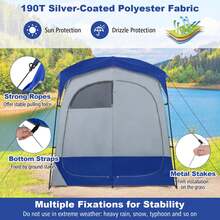 Lifezeal 2 Room Shower Tent Oversize Privacy Shelter Portable Dressing Toilet Outdoor Gray/Blue/Brown - Màu xanh lam - Xem 6