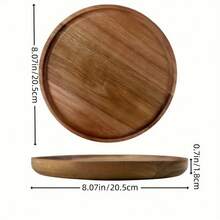 1/2pcs Acacia Wood Plate - Stylish Serving Tray For Appetizers, Fruits & Desserts - Rustic Dinnerware Accent - Durable Kitchen & Dining Essential For A Cozy Table Setting - Brown - View 9
