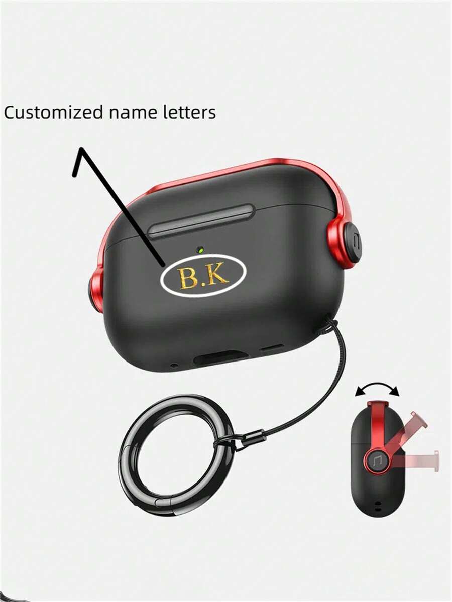 [Customized]Personalized Custom Gold Name Letters TPU Earphone Case Compatible With Airpods 1 2 3 4 Pro 2 Cover With Lock Headphone Cover