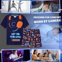 City Comfort PJ & Short Pyjama Set Loungewear Soft Gamer Nightwear Breathable Summer Sleepwear Gaming Gift - Navy Blue - View 2