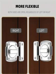 Heavy Duty Metal Rotary Bolt Door Lock, Home Security Hardware, Flexible For Left Or Right Doors, Silver/Black - Multicolor - View 5