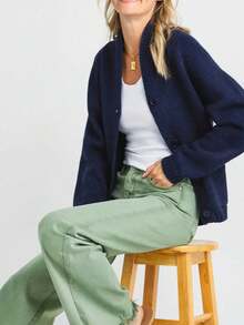 Women American Flag Sweater Cardigan 4th Of July Outfits Star Stiped Print Long Sleeve Button Down Open Front Knit Cardigans Patriotic Graphic Kintted Jacket Coat Independence Day Clothes Streetwear - 藏蓝色 - 查看 4