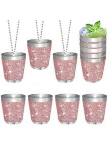 4/2/1pc Stainless Steel Chain Shot Glasses, Cute Mini Liquor Cups, Cocktail Shooter Set, Creative Drinking Cups, Reusable Small Party Cups, Party Game Sake Cups, 30ml Stainless Steel Liquor Cups With Necklace Chain, Champagne Cups, Suitable For Wedding, Bachelor Party, Wine Tasting - Multicolor - View 1