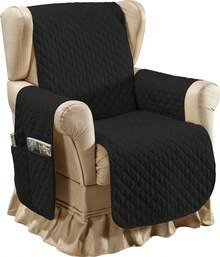 Sofa Protector Cover For 1 Seater Armchair With Storage Pocket - 黑色 - 查看 2
