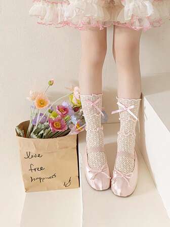 جوارب بنات أحادية اللون ذات رقعة دانتيل لولايتا, جوارب أميرة مكونة من 3 طبقات من الدانتيل والفرافير