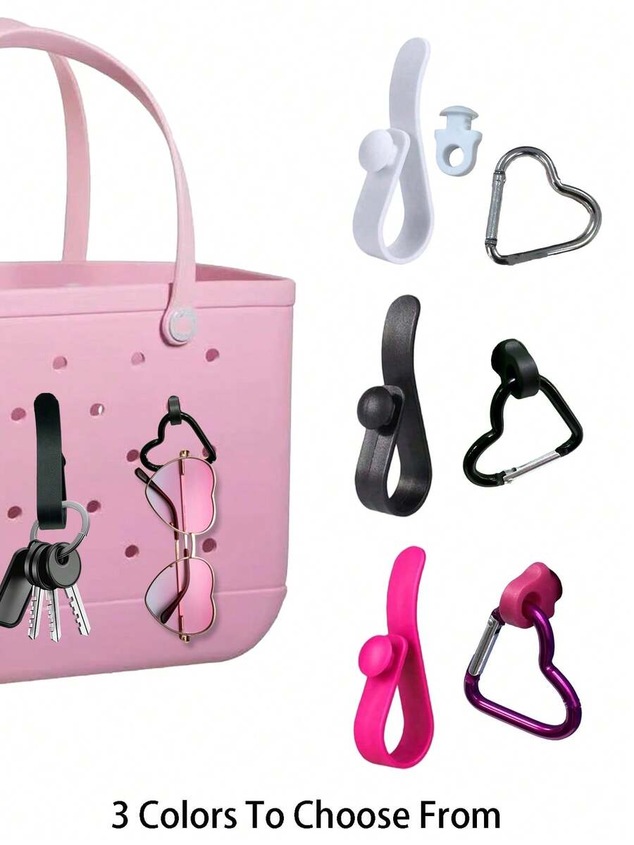 2 件套钥匙包和挂钩，适用于 Bogg 包配件、沙滩包挂钩和纽扣迷你便携式包挂钩、轻便的替换旅行配件、纯色多功能沙滩包配件钥匙扣防丢失配件、可重复使用的旅行配件、快速找到您的钥匙 - 彩色 - 查看 1